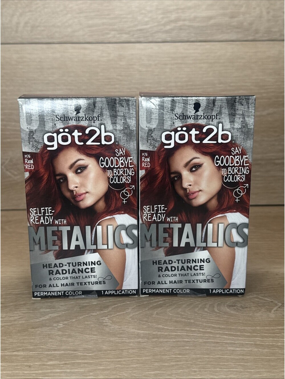 (2) Got2b Metallic Permanent Hair Color Metallic Real Red M76 Schwarzkopf Lot